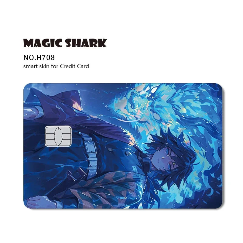 Magic Shark Cool Demon Slayers Anime Shinny Holographic Skin Cover Laser Sticker Film for Debit Credit Bank Card