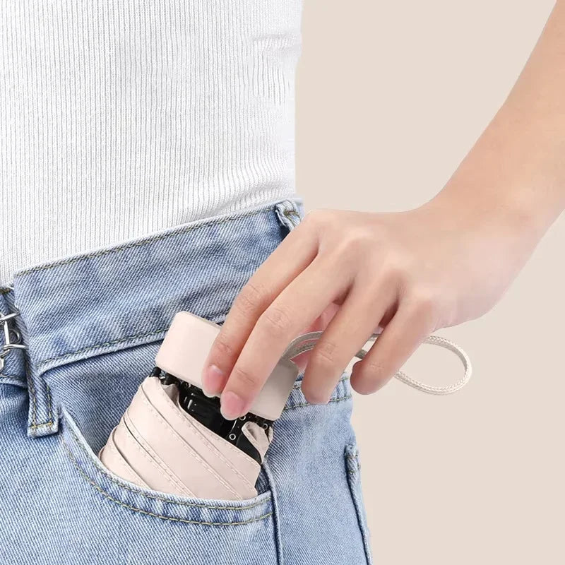 Lenovo 2026 UPF50+ Mini Compact Pocket Umbrella For Women Light 6 Folding Sun Protection Sun Rain Small Card Bag Umbrellas New