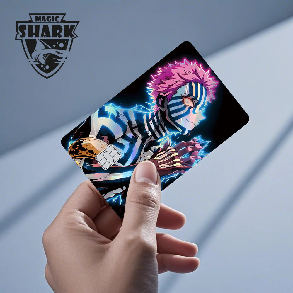Magic Shark Cool Demon Slayers Anime Shinny Holographic Skin Cover Laser Sticker Film for Debit Credit Bank Card
