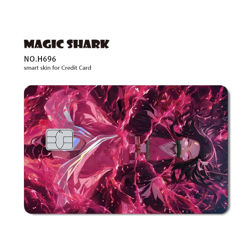 Magic Shark Cool Demon Slayers Anime Shinny Holographic Skin Cover Laser Sticker Film for Debit Credit Bank Card
