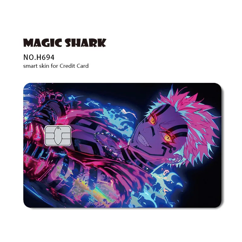 Magic Shark Cool Demon Slayers Anime Shinny Holographic Skin Cover Laser Sticker Film for Debit Credit Bank Card