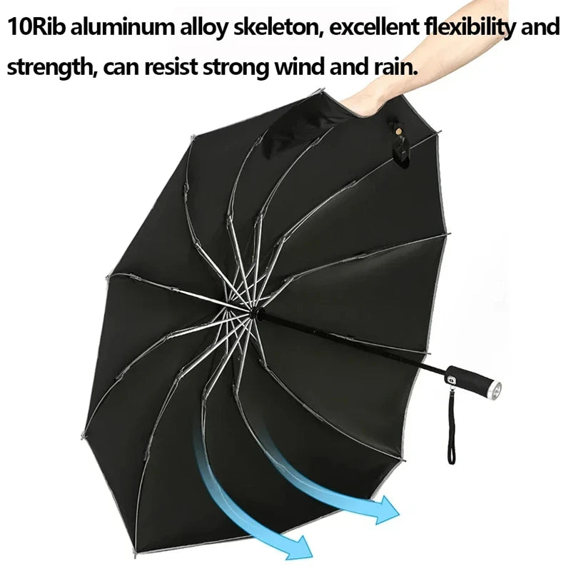 Lenovo Umbrella Windproof Strong With Reflective Stripe Reverse Automatic Fold Umbrella UV Umbrella Insulation Portable Parasol