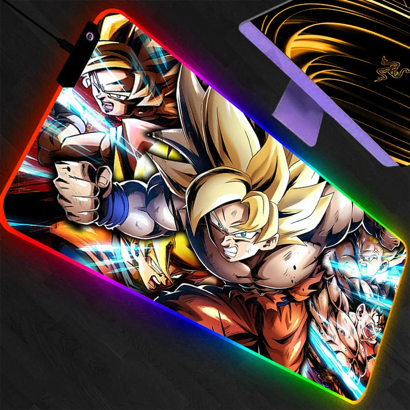 RGB Large Mouse Pad Dragon Ball Gamer Keyboard LED Mousepad Pc Computer Desk Mat Gaming Pad Backlight Mouse Mats For LOL  Anime