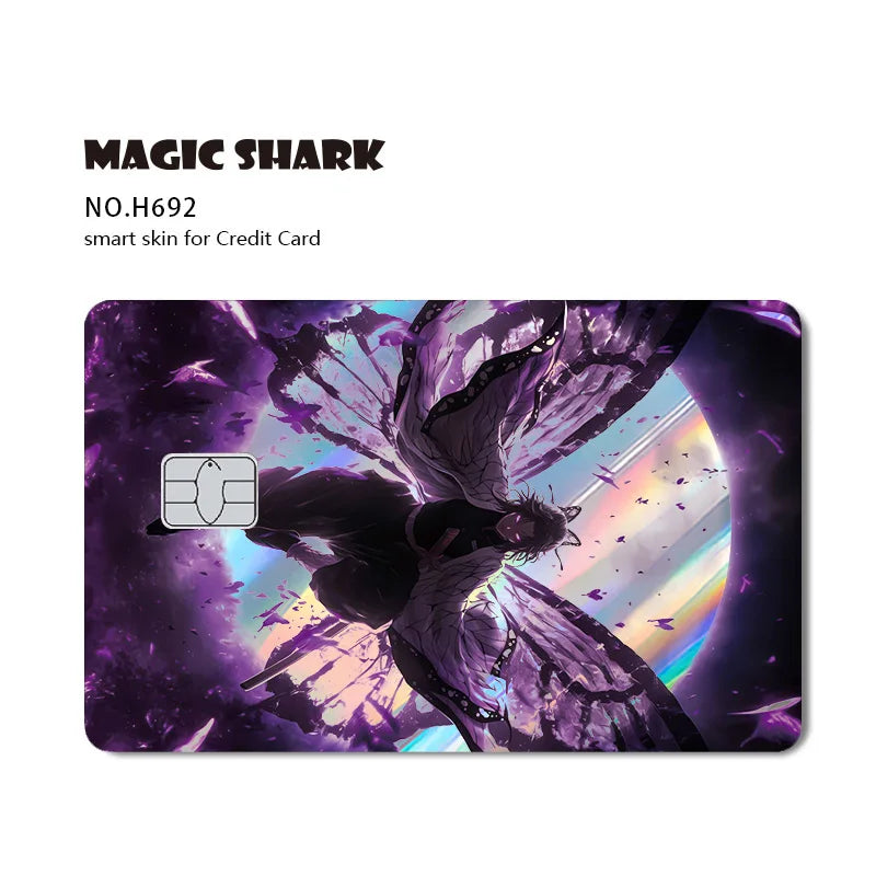 Magic Shark Cool Demon Slayers Anime Shinny Holographic Skin Cover Laser Sticker Film for Debit Credit Bank Card