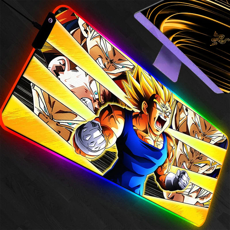 RGB Large Mouse Pad Dragon Ball Gamer Keyboard LED Mousepad Pc Computer Desk Mat Gaming Pad Backlight Mouse Mats For LOL  Anime