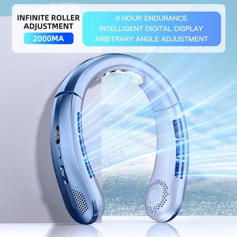 Lenovo 2026 8000mAh Air Cooler USB Hanging Neck Fan Portable Bladeless Mini Rechargeable Mute LED Digital Display Electric Fans