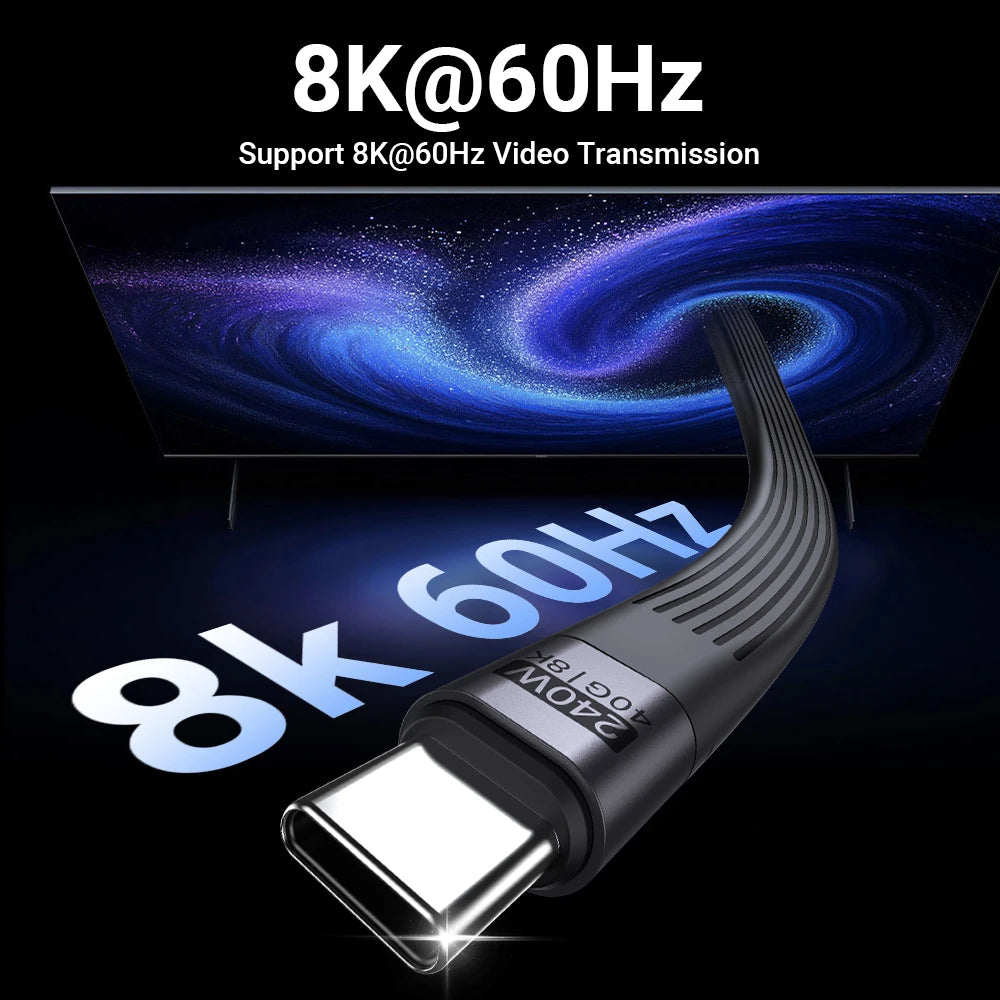 AUFU PD 240W Short USB C Cable USB4 40Gbps Data Transfer 8K 60Hz Video Display Thunderbolt 3/4 for iPhone MacBook Android Auto