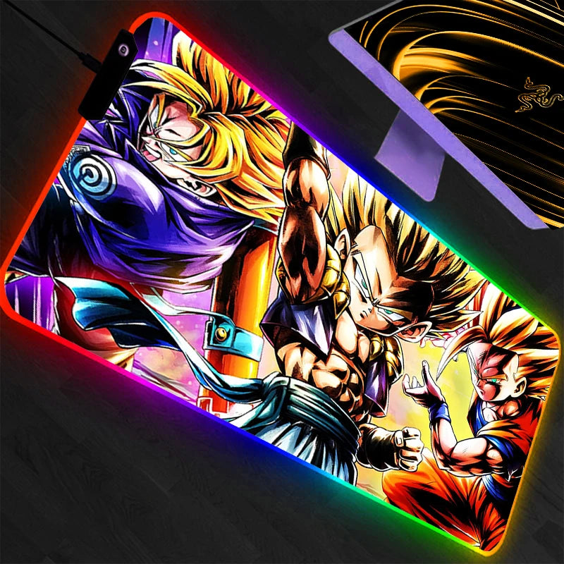 RGB Large Mouse Pad Dragon Ball Gamer Keyboard LED Mousepad Pc Computer Desk Mat Gaming Pad Backlight Mouse Mats For LOL  Anime