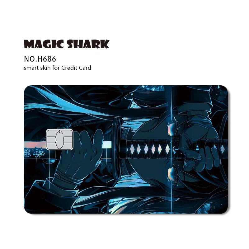 Magic Shark Cool Demon Slayers Anime Shinny Holographic Skin Cover Laser Sticker Film for Debit Credit Bank Card