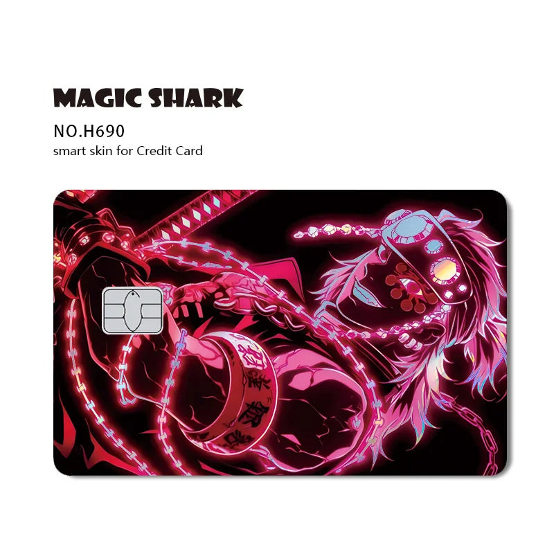 Magic Shark Cool Demon Slayers Anime Shinny Holographic Skin Cover Laser Sticker Film for Debit Credit Bank Card