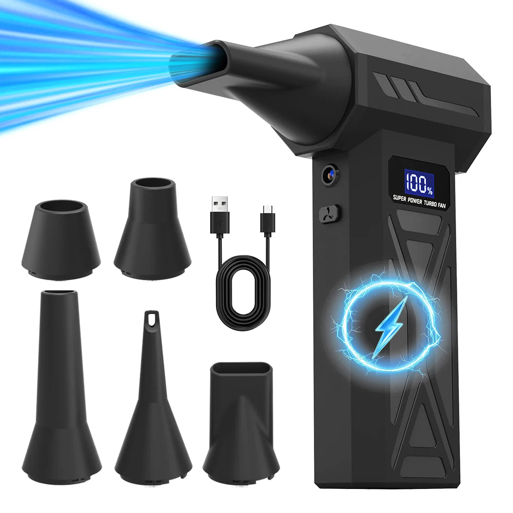 900000RPM New P70 Air Blower 4 Gear Adjustable Turbo Jet Blower With Led Light Battery Display Cordless Compressed Air Duster