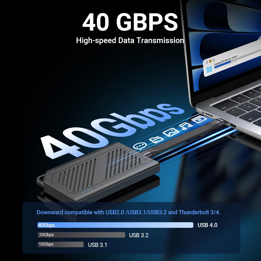 AUFU PD 240W Short USB C Cable USB4 40Gbps Data Transfer 8K 60Hz Video Display Thunderbolt 3/4 for iPhone MacBook Android Auto