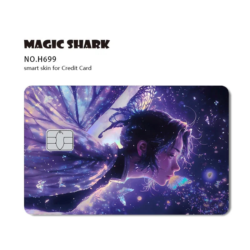 Magic Shark Cool Demon Slayers Anime Shinny Holographic Skin Cover Laser Sticker Film for Debit Credit Bank Card