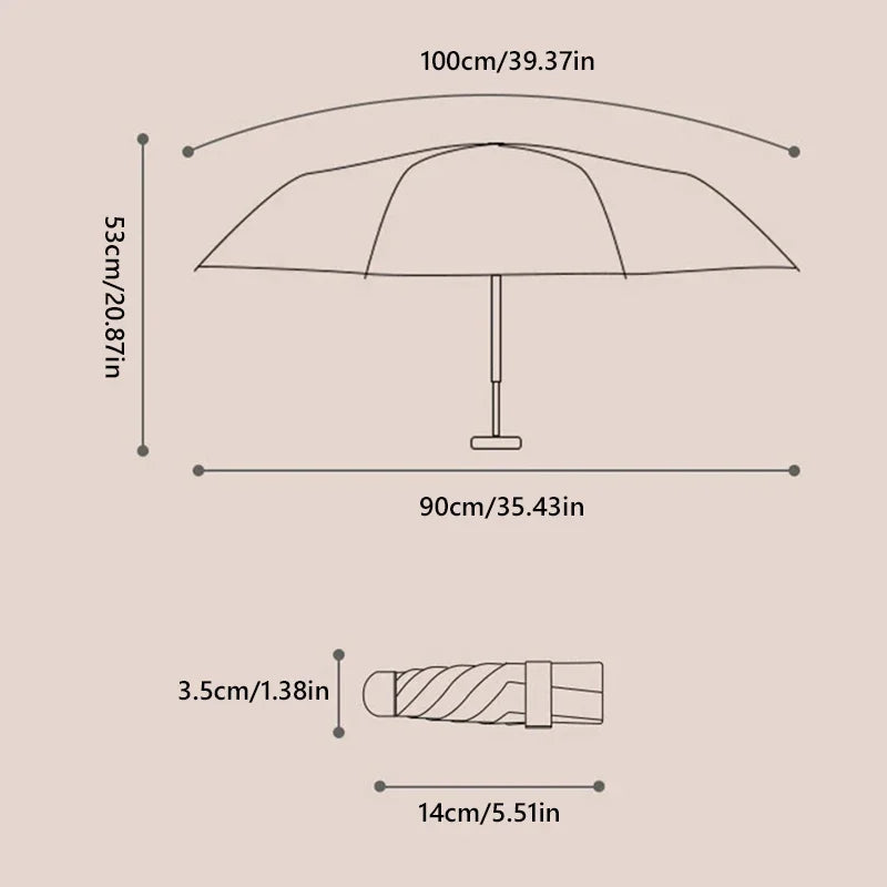 Lenovo 2026 UPF50+ Mini Compact Pocket Umbrella For Women Light 6 Folding Sun Protection Sun Rain Small Card Bag Umbrellas New