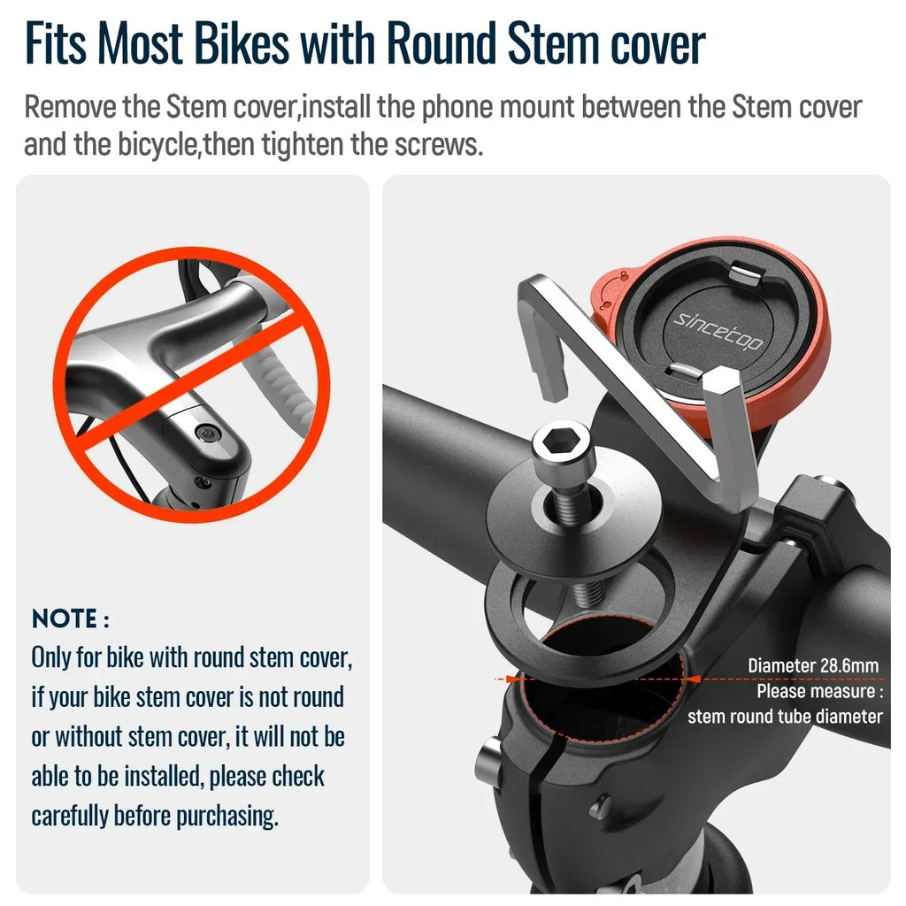 Bike Phone Holder,Bicycle Stem Phone Mount-MTB/Road Bike Cycling Aluminum Phone Handlebar Clamp,Quick Lock Release/Attach/Detach