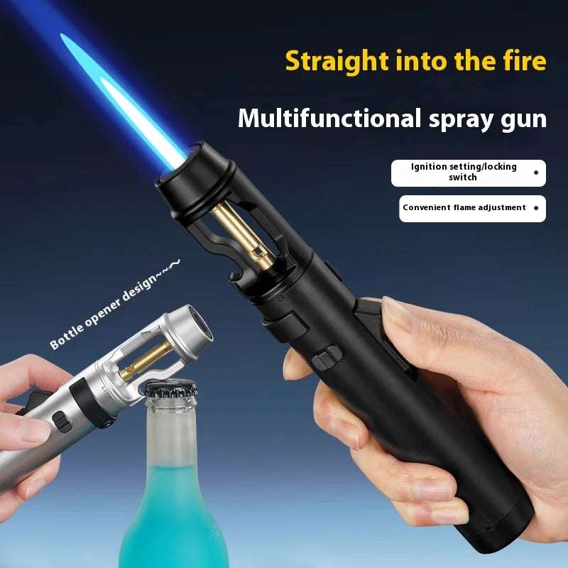 Powerful Metal Gas Lighter Windproof Kitchen Cooking Torch Flame Jet Barbecue Smoking Accessories Cigar Lighters Men's Gift