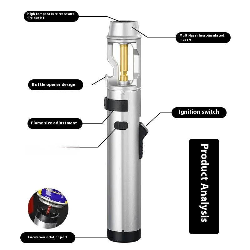 Powerful Metal Gas Lighter Windproof Kitchen Cooking Torch Flame Jet Barbecue Smoking Accessories Cigar Lighters Men's Gift