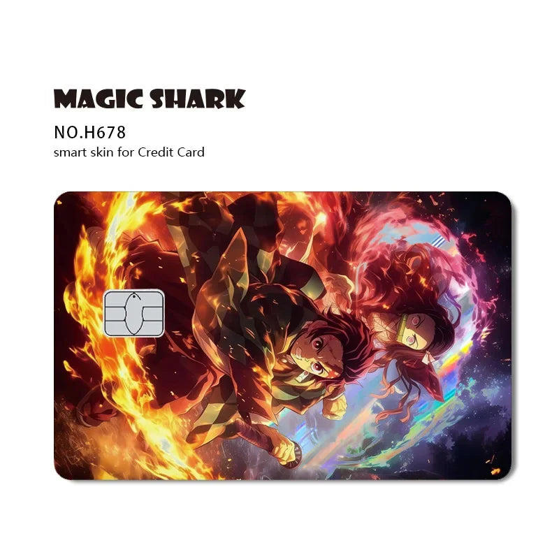 Magic Shark Cool Demon Slayers Anime Shinny Holographic Skin Cover Laser Sticker Film for Debit Credit Bank Card
