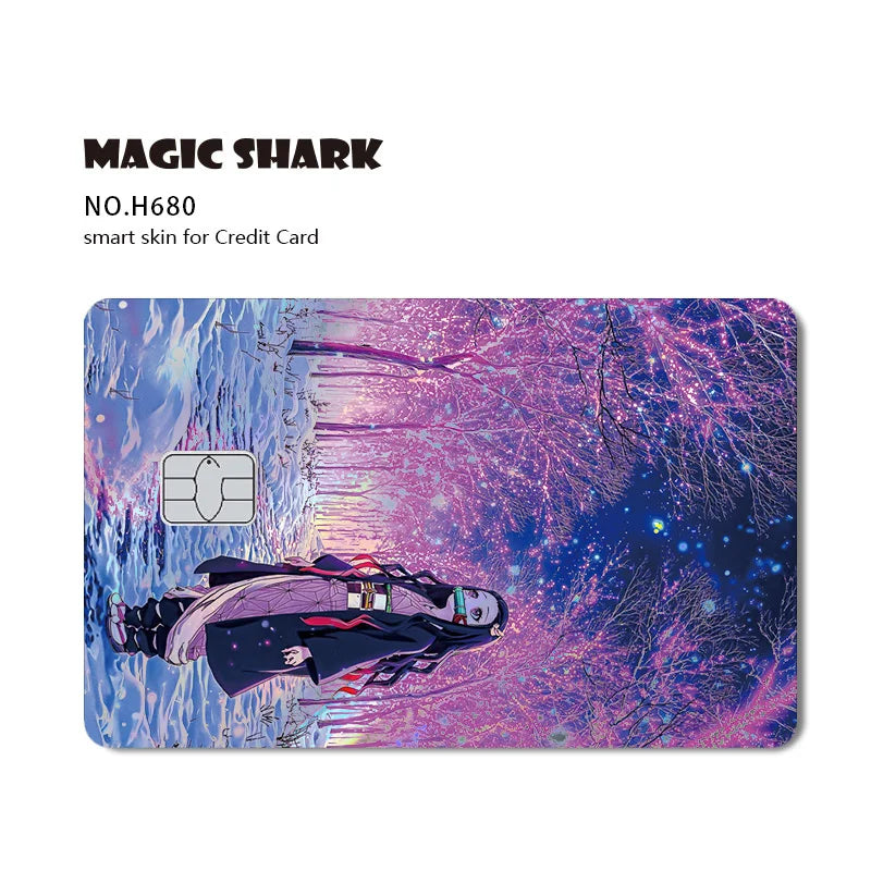 Magic Shark Cool Demon Slayers Anime Shinny Holographic Skin Cover Laser Sticker Film for Debit Credit Bank Card