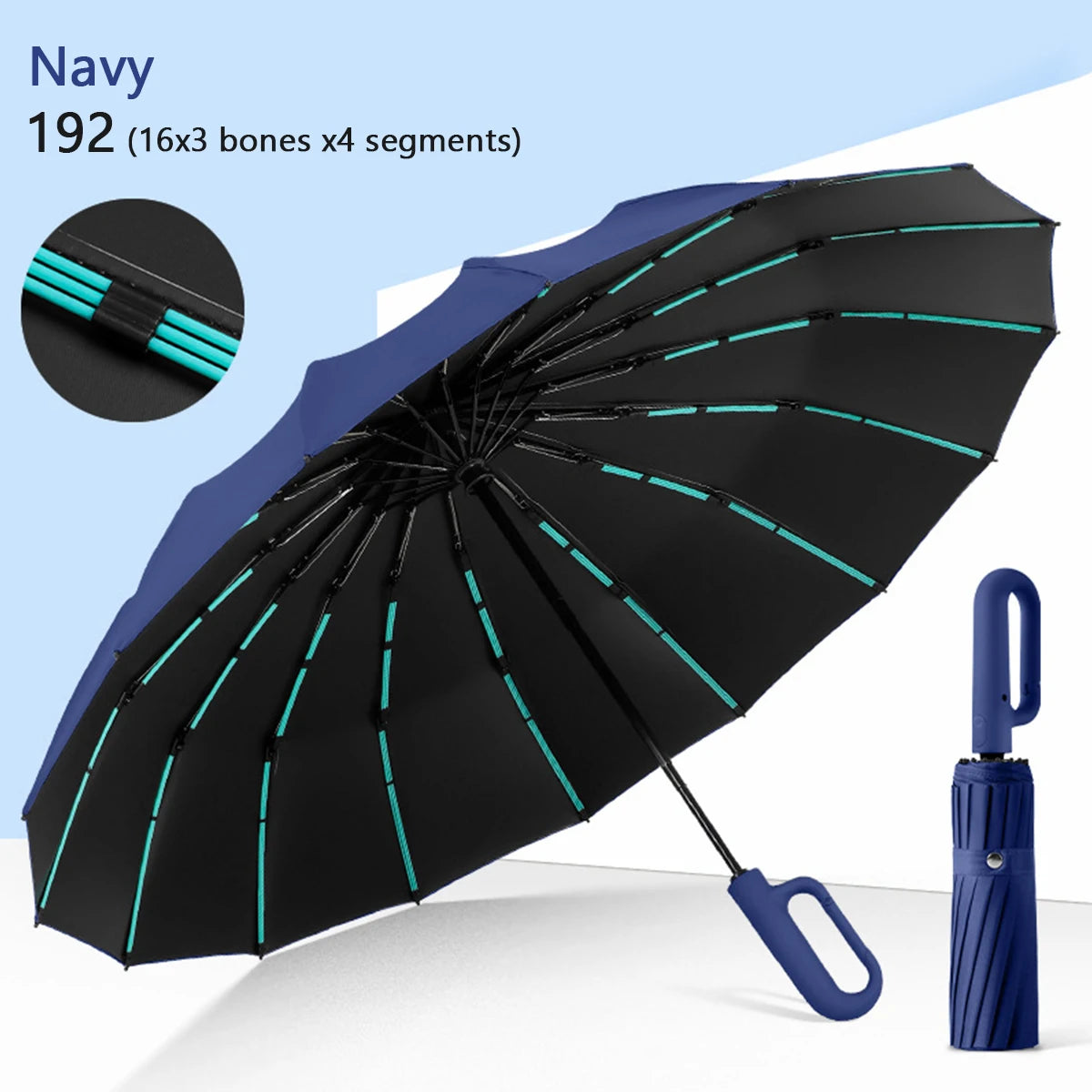 Folding Strong Windproof 16K Automatic Umbrella 192 Keel Buckle Umbrella Sunshade Men's Umbrella Rain Large Parasol for Women