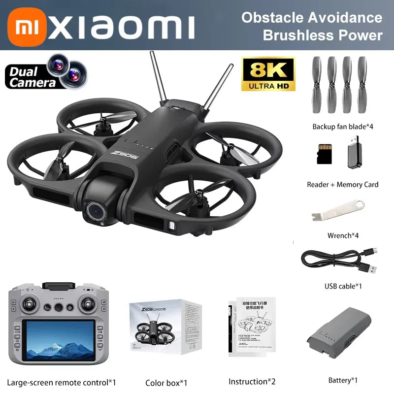 Xiaomi Z906 Drone 8K Aerial HD Intelligent Avoiding Obstacle with Larger Screen Remote Control Folding Brushless Power GPS Drone