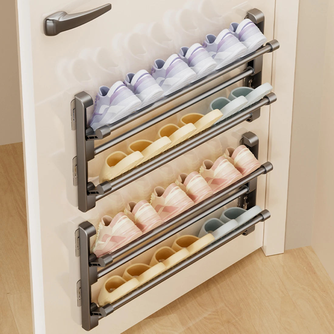 Simple Shoe Rack Wall-mounted Bathroom Slippers Hook Holder Shoes Slipper Drain Storage Drying Rack Shoe Organizer Hanger