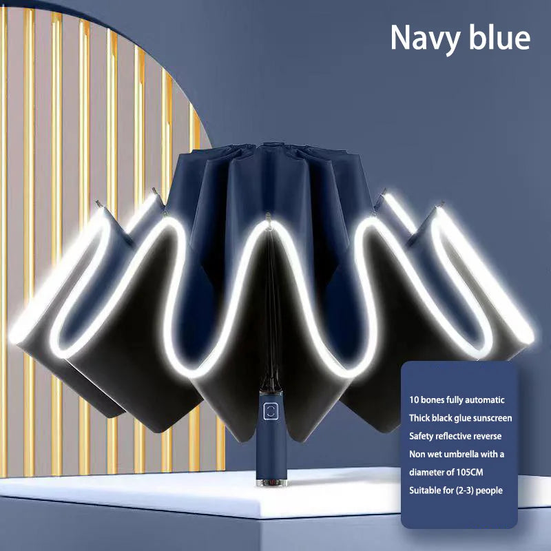 Lenovo Umbrella Windproof Strong With Reflective Stripe Reverse Automatic Fold Umbrella UV Umbrella Insulation Portable Parasol