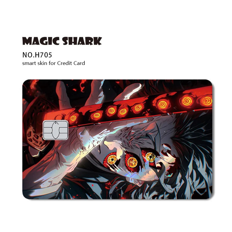 Magic Shark Cool Demon Slayers Anime Shinny Holographic Skin Cover Laser Sticker Film for Debit Credit Bank Card