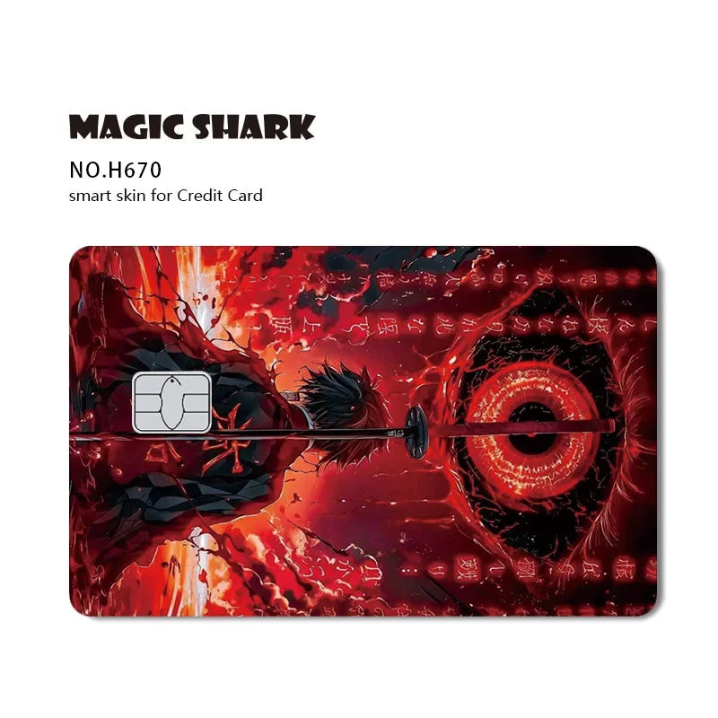 Magic Shark Cool Demon Slayers Anime Shinny Holographic Skin Cover Laser Sticker Film for Debit Credit Bank Card