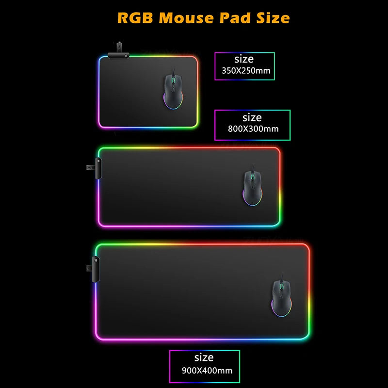 RGB Large Mouse Pad Dragon Ball Gamer Keyboard LED Mousepad Pc Computer Desk Mat Gaming Pad Backlight Mouse Mats For LOL  Anime