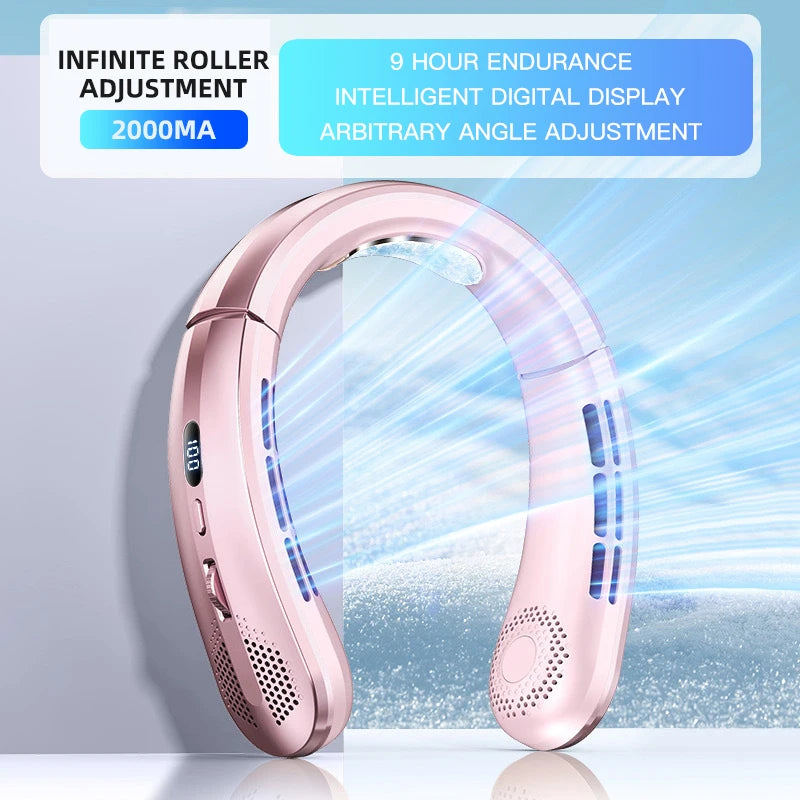 Lenovo 2026 8000mAh Air Cooler USB Hanging Neck Fan Portable Bladeless Mini Rechargeable Mute LED Digital Display Electric Fans