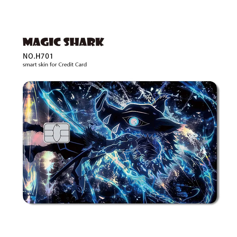 Magic Shark Cool Demon Slayers Anime Shinny Holographic Skin Cover Laser Sticker Film for Debit Credit Bank Card
