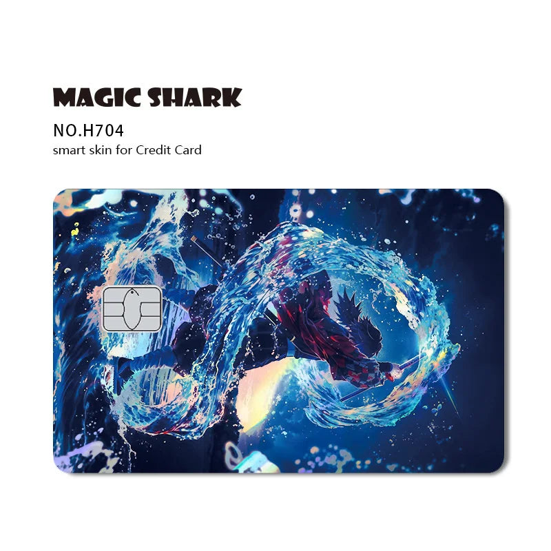 Magic Shark Cool Demon Slayers Anime Shinny Holographic Skin Cover Laser Sticker Film for Debit Credit Bank Card