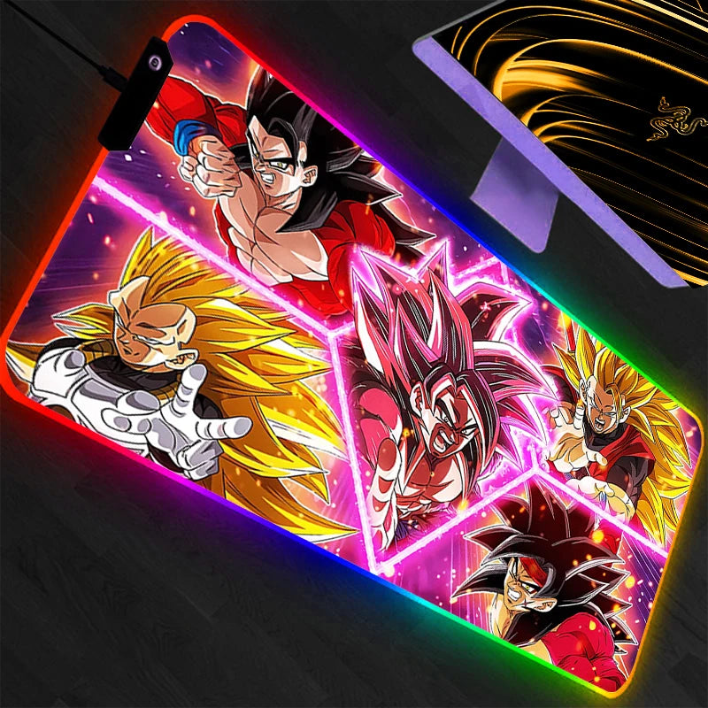 RGB Large Mouse Pad Dragon Ball Gamer Keyboard LED Mousepad Pc Computer Desk Mat Gaming Pad Backlight Mouse Mats For LOL  Anime