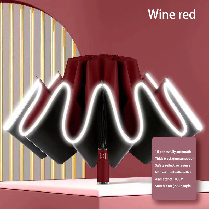 Lenovo Umbrella Windproof Strong With Reflective Stripe Reverse Automatic Fold Umbrella UV Umbrella Insulation Portable Parasol