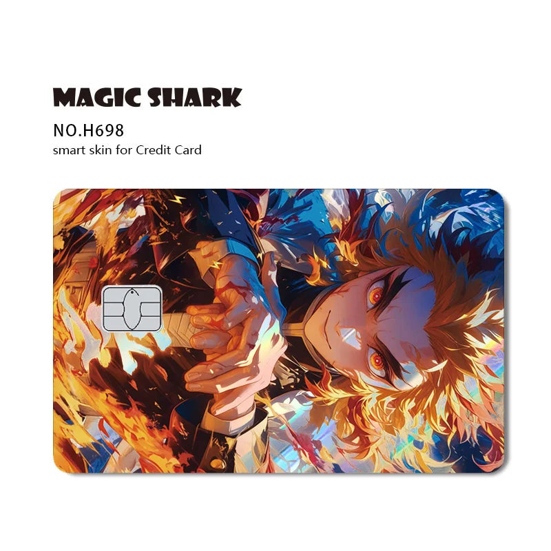 Magic Shark Cool Demon Slayers Anime Shinny Holographic Skin Cover Laser Sticker Film for Debit Credit Bank Card