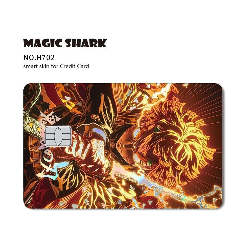 Magic Shark Cool Demon Slayers Anime Shinny Holographic Skin Cover Laser Sticker Film for Debit Credit Bank Card