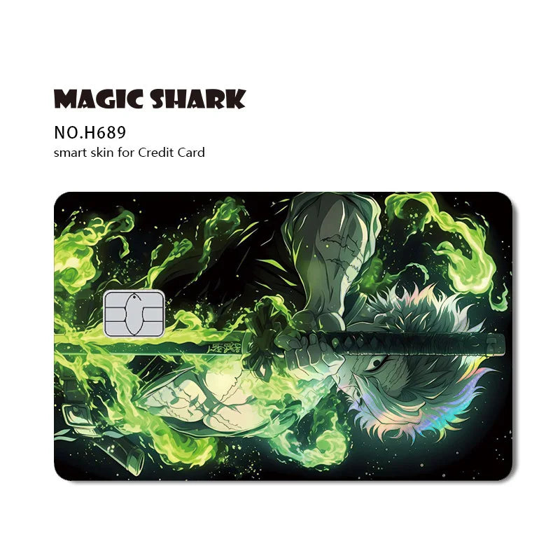Magic Shark Cool Demon Slayers Anime Shinny Holographic Skin Cover Laser Sticker Film for Debit Credit Bank Card