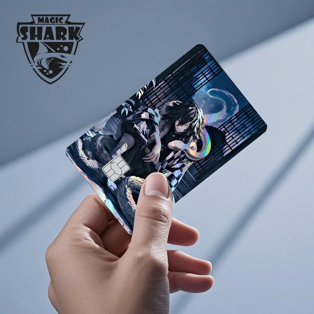 Magic Shark Cool Demon Slayers Anime Shinny Holographic Skin Cover Laser Sticker Film for Debit Credit Bank Card
