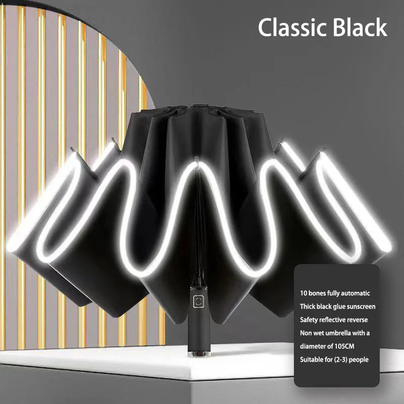 Lenovo Umbrella Windproof Strong With Reflective Stripe Reverse Automatic Fold Umbrella UV Umbrella Insulation Portable Parasol
