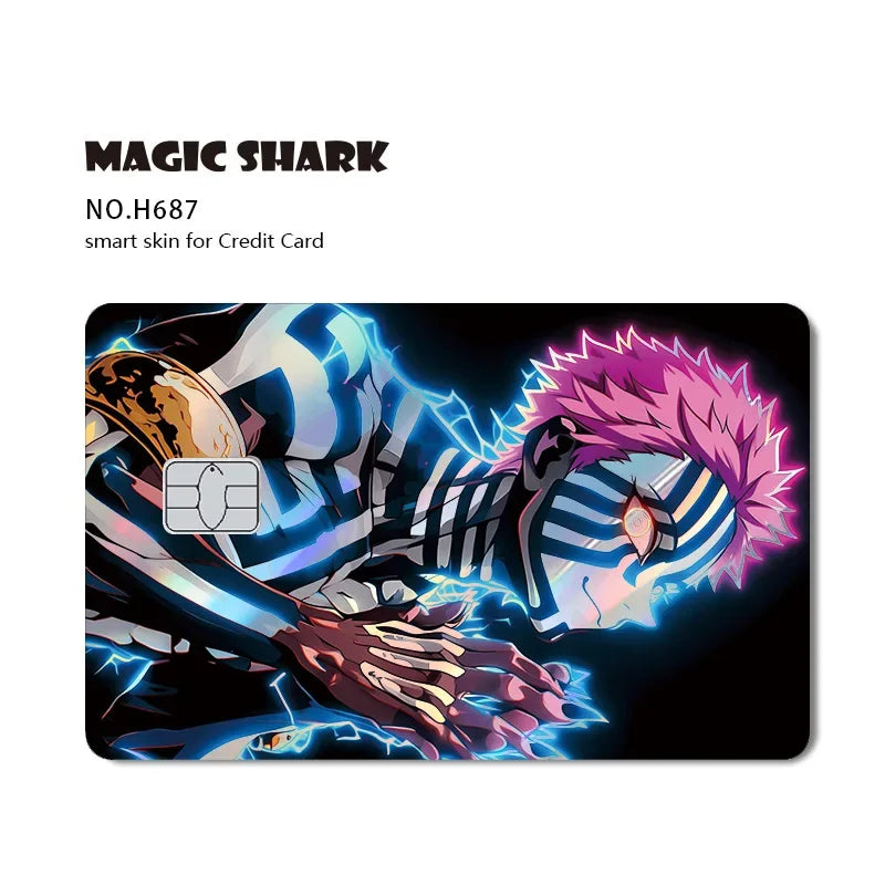 Magic Shark Cool Demon Slayers Anime Shinny Holographic Skin Cover Laser Sticker Film for Debit Credit Bank Card