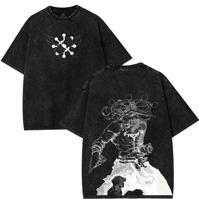 Hot Japanese Manga Jujutsu Kaisen Graphic T-shirt Vintage Washed Oversized T Shirt Cotton Short Sleeve Tee Men Women Clothes
