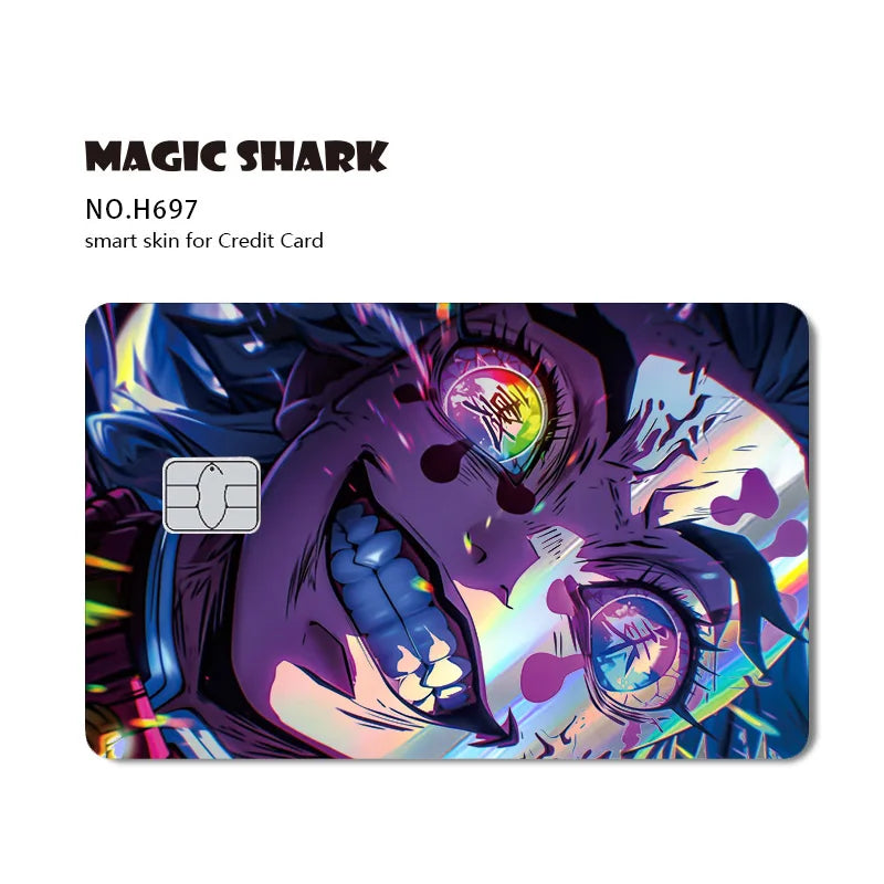 Magic Shark Cool Demon Slayers Anime Shinny Holographic Skin Cover Laser Sticker Film for Debit Credit Bank Card