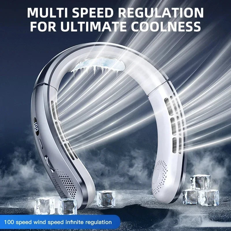 Lenovo 2026 8000mAh Air Cooler USB Hanging Neck Fan Portable Bladeless Mini Rechargeable Mute LED Digital Display Electric Fans