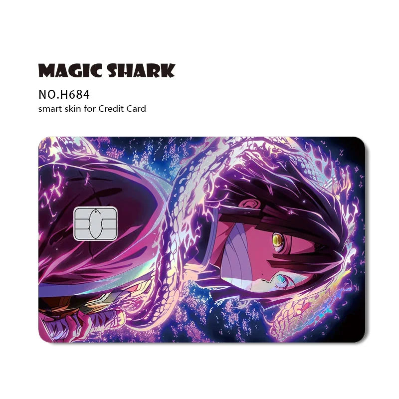 Magic Shark Cool Demon Slayers Anime Shinny Holographic Skin Cover Laser Sticker Film for Debit Credit Bank Card