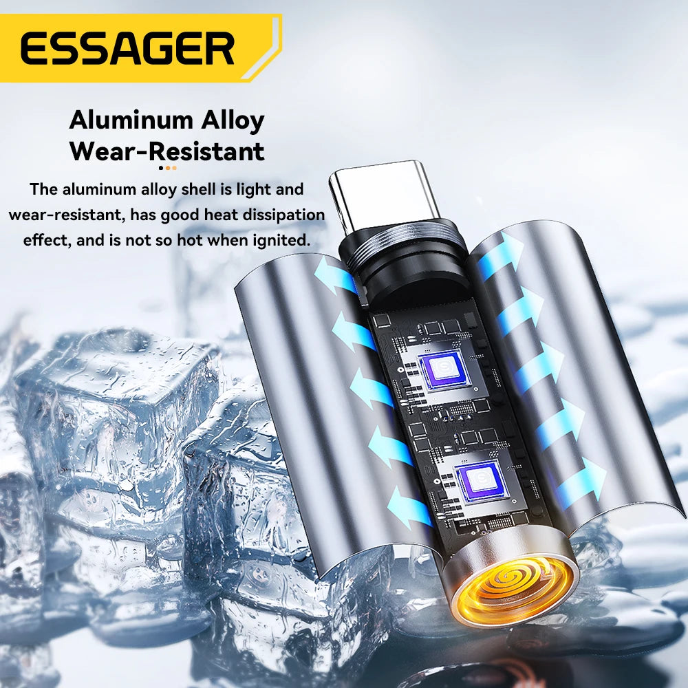 Essager USB-C Mini Lighter Tungsten Wire Blow-to-Ignite Safety for Air Travel No Flame  Auto Shut-Off Typec Cigarette Lighter