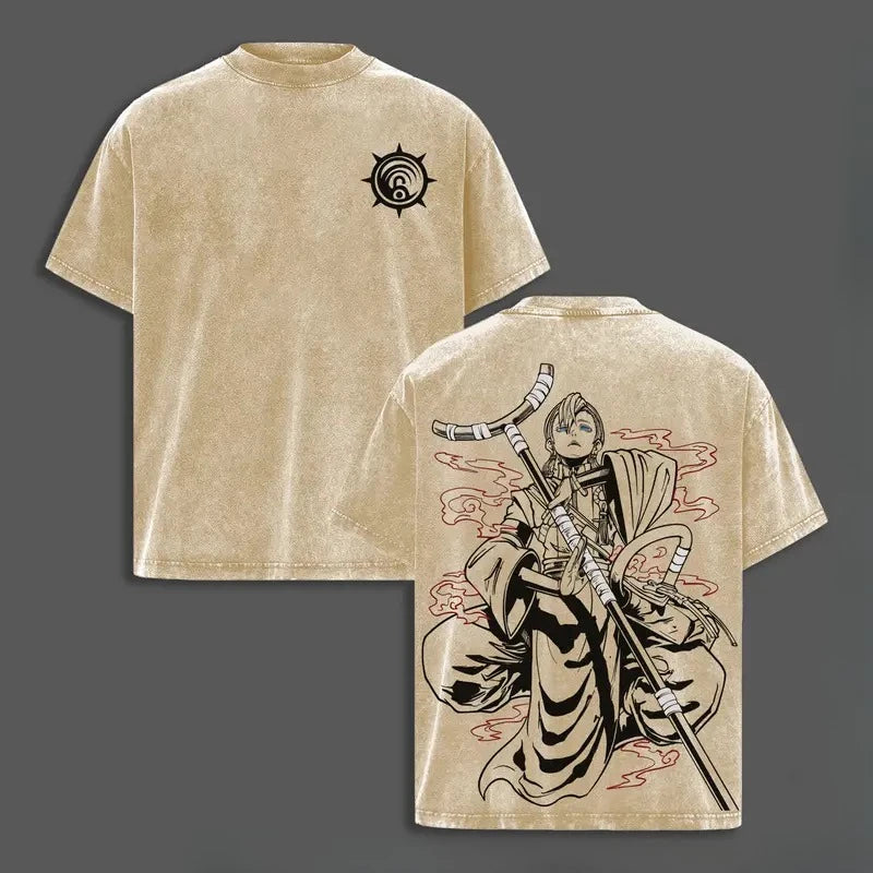 Zanka Nijiku Gachiakuta Graphic T-shirt For Men Women Clothing Anime Short Sleeve Tops Hip Hop Washed Cotton Oversized T Shirt