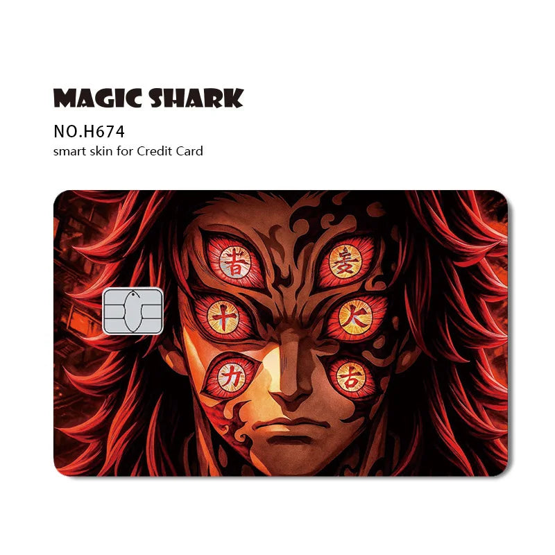 Magic Shark Cool Demon Slayers Anime Shinny Holographic Skin Cover Laser Sticker Film for Debit Credit Bank Card