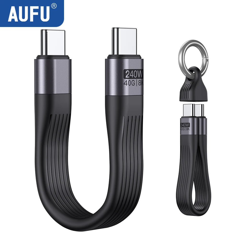 AUFU PD 240W Short USB C Cable USB4 40Gbps Data Transfer 8K 60Hz Video Display Thunderbolt 3/4 for iPhone MacBook Android Auto
