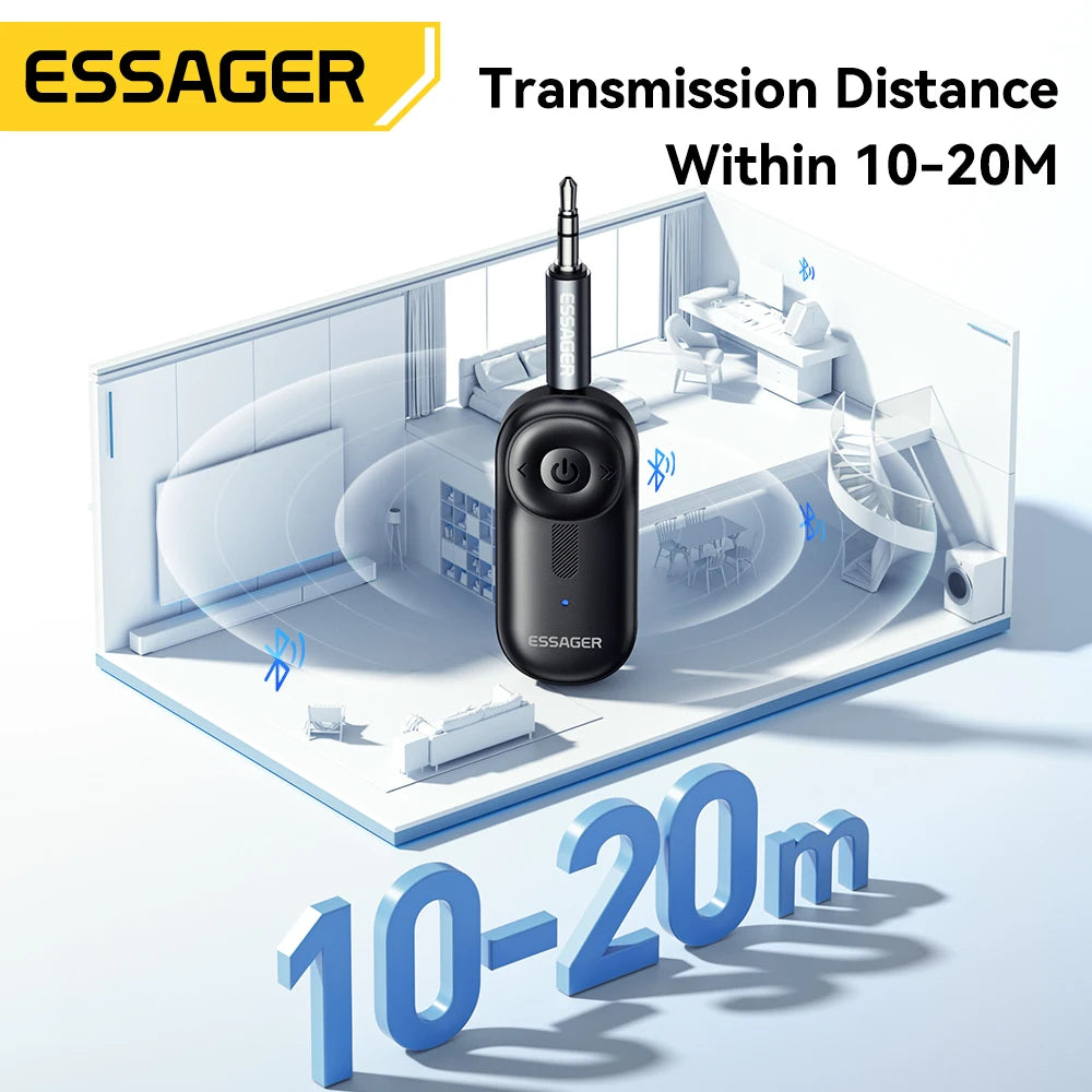 Essager Bluetooth 5.3 Adapter 3.5mm AUX Jacks For Audio Music Receiver Car Speakers Headset Tablet Laptop Bluetooth Car Receiver